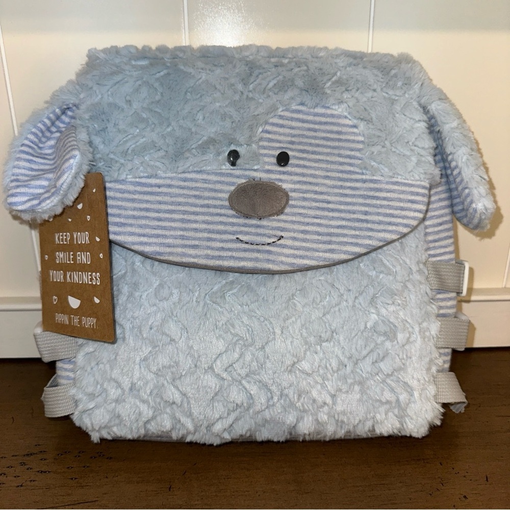 DEMDACO Blue Puppy Buckle and Snap 10 inch Childrens Stuffed Animal Backpack
